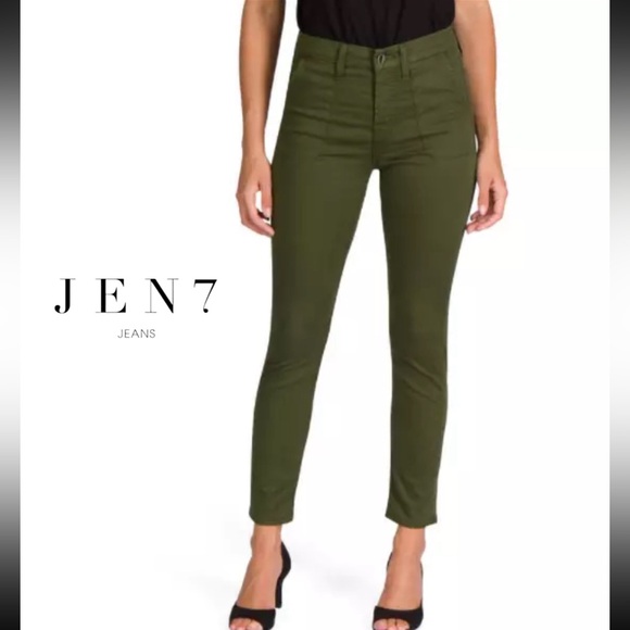 Jen7 by 7 For All Mankind NWT Military Ankle Skinny Jeans Olive 14 - Picture 1 of 10